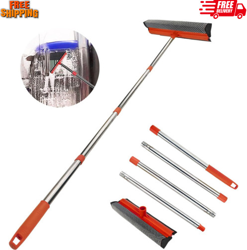 Window Squeegee 2-in-1 Extendable 54.5 Car & Home Glass Cleaning Kit Telescopic