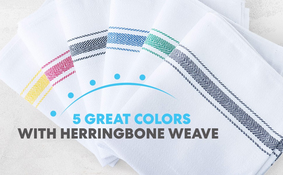 Simpli-Magic Cotton Herringbone Dish Towels, 15″x25″ (30 Pack) – High Absorbent