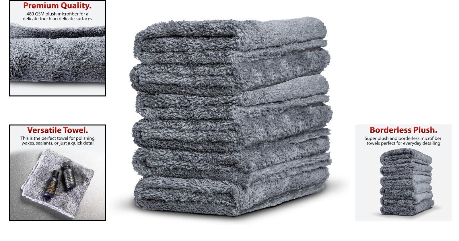 Ultra-Soft Microfiber Towel Set 6pk – 480gsm for Scratch-Free Car and Home Care