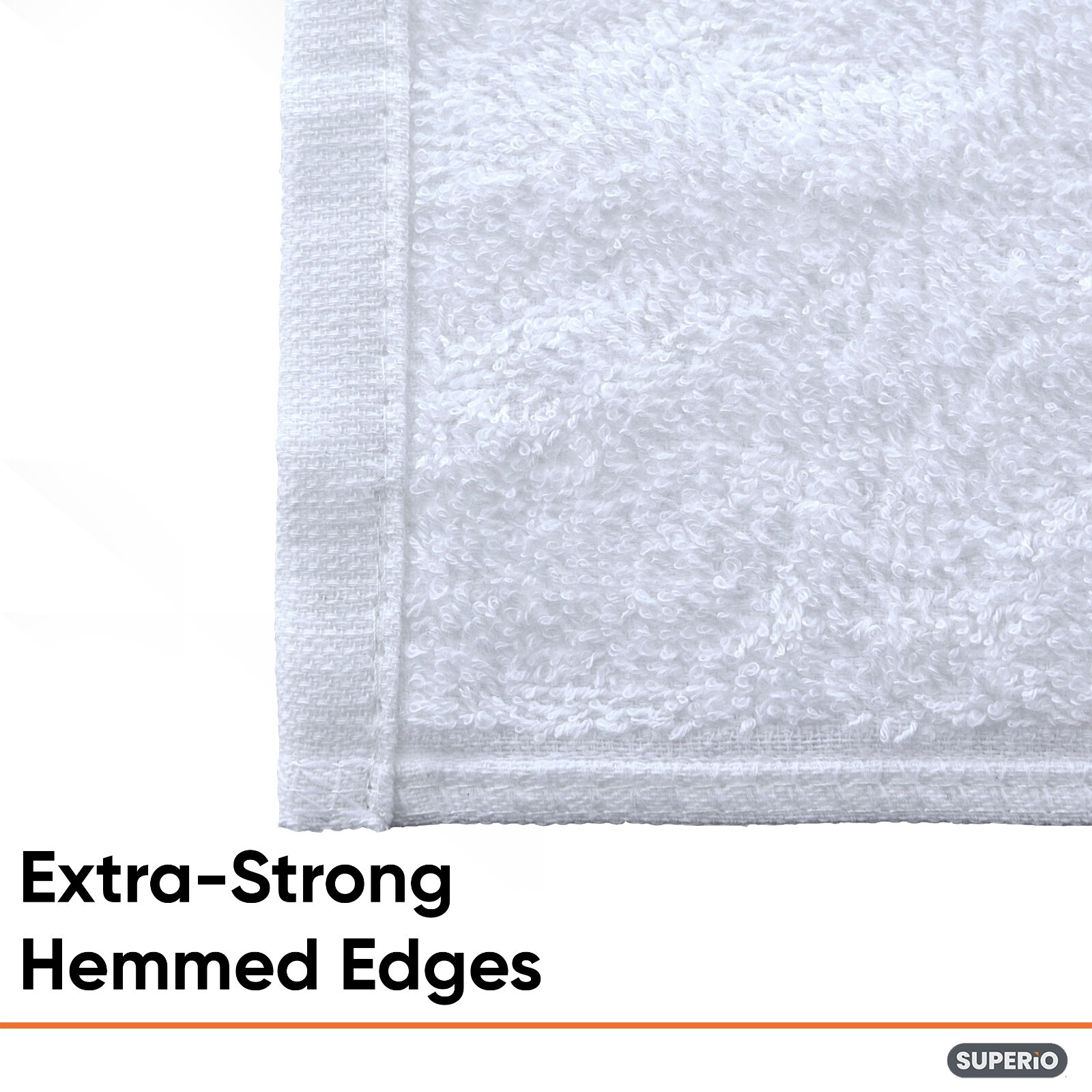 Superio Terry Cloths 100% Cotton 12″ White, 6 Pack Cleaning Rags Washcloths