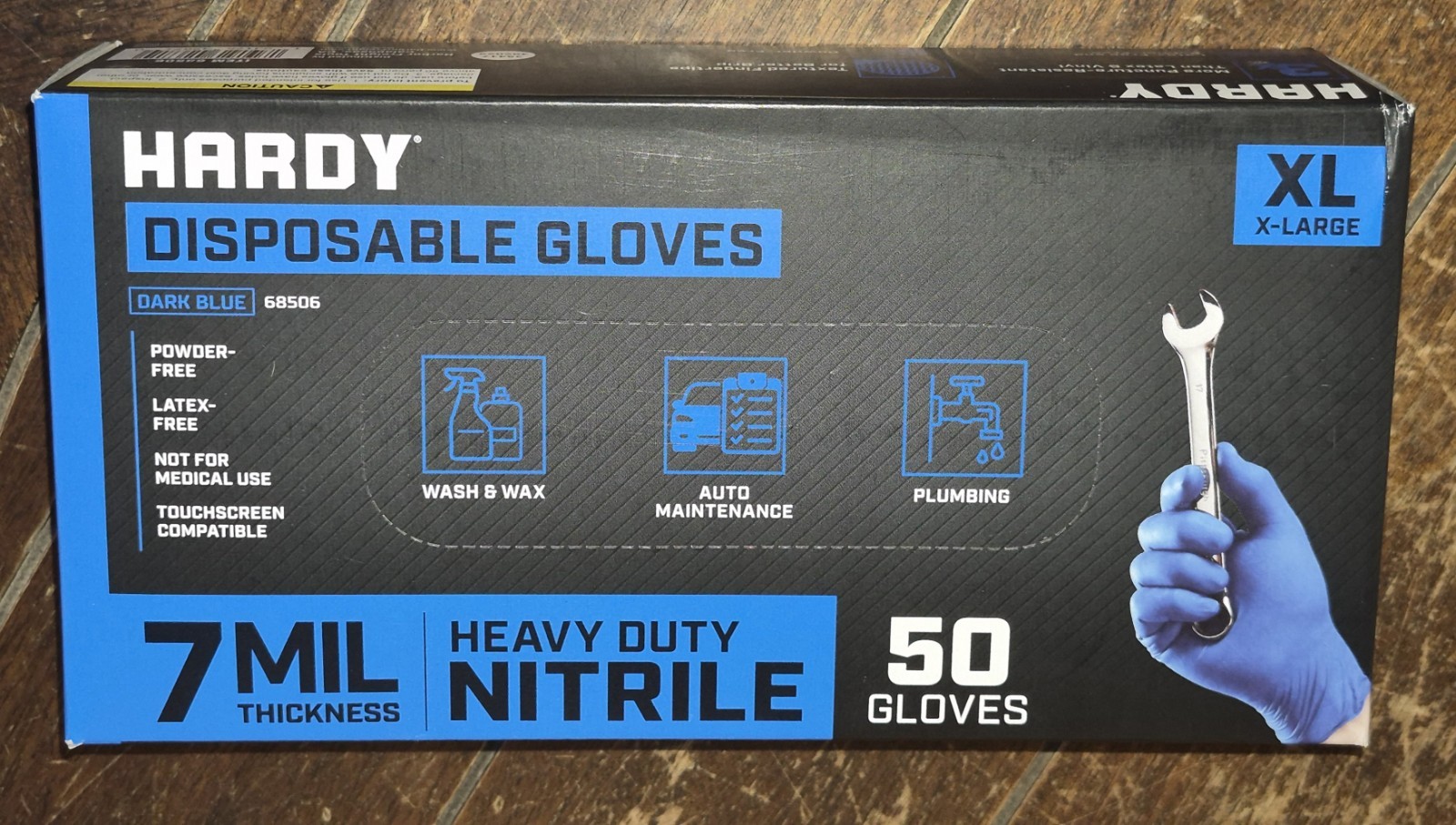 Hardy BLUE Heavy Duty XLARGE Nitrile Disposable Gloves ~50 Gloves Per Box~ 7 MIL