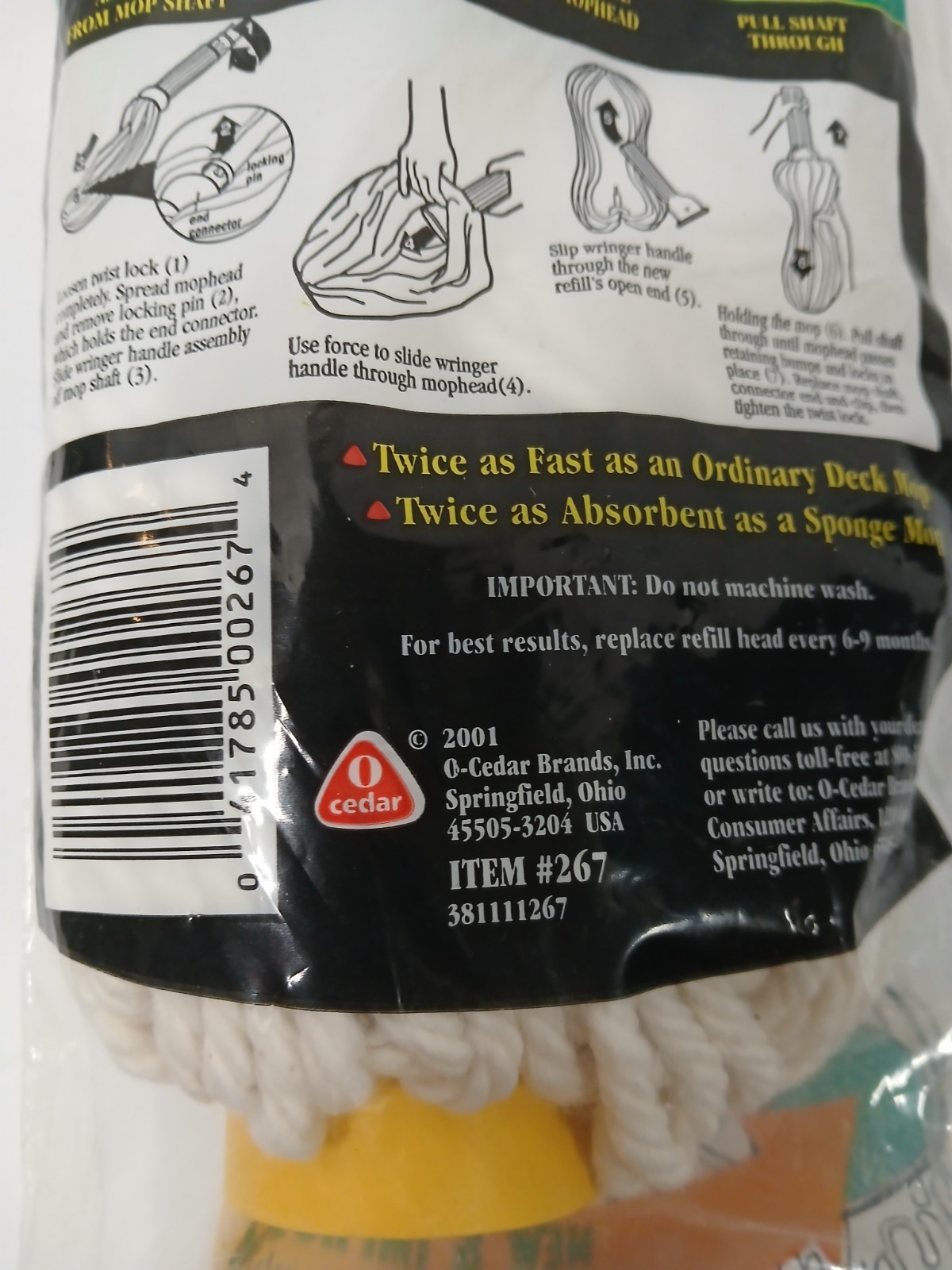 O Cedar Twist N Mop plus Refill Replacement Cotton Twist Mop New Sealed White