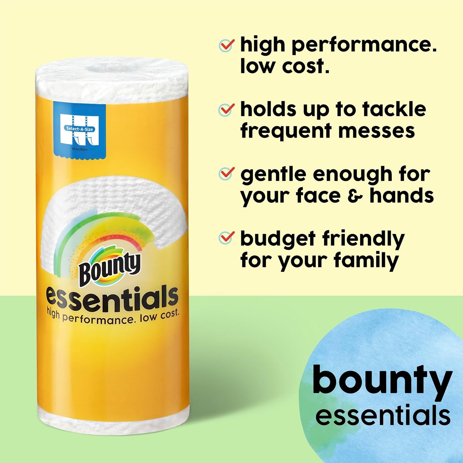 Essentials Select-A-Size Paper Towels, White, 2 Triple Rolls = 6 Regular Rolls