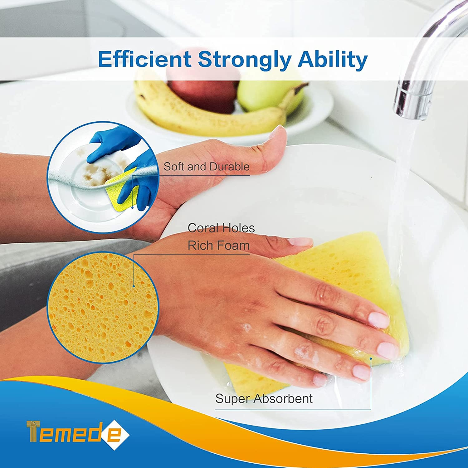Sponges for Dishes Large Cellulose Kitchen Sponge Heavy Duty Scrub Sponges