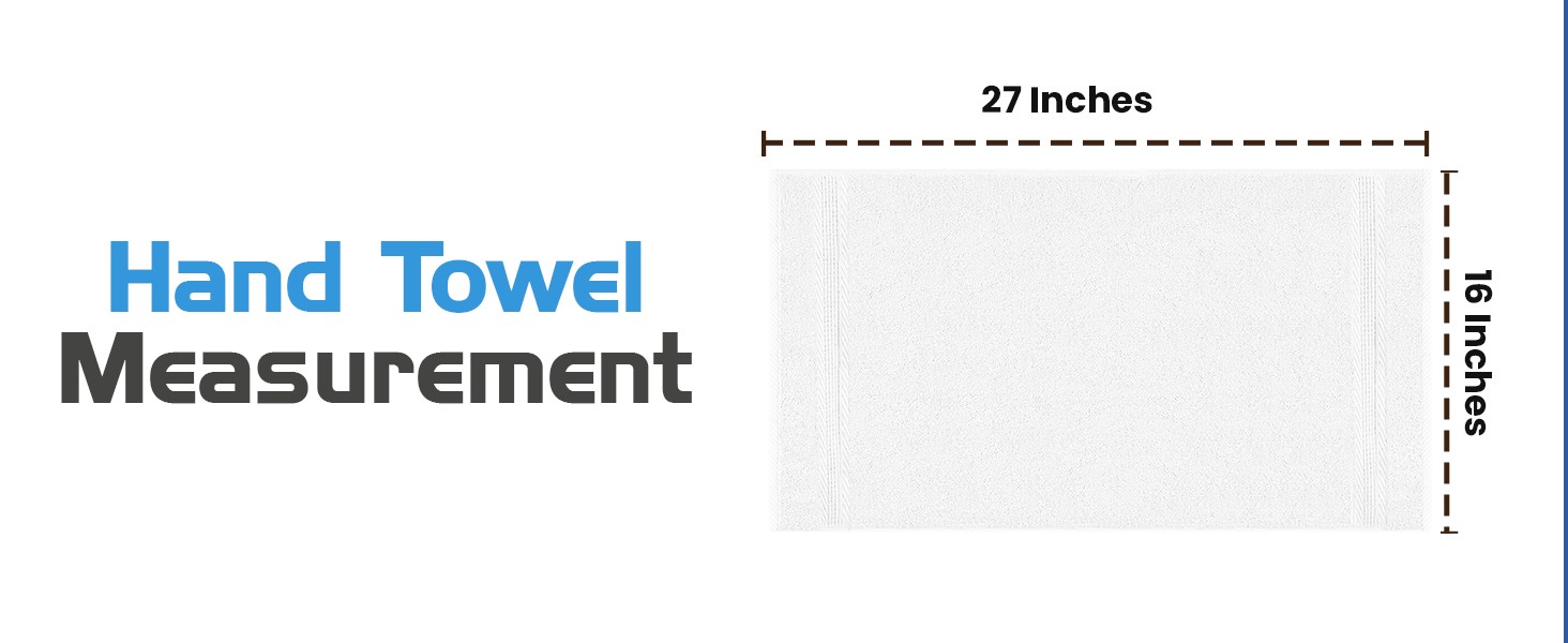 Premium 16×27 Inch White Hand Towel – 100% Cotton Zero Twist Towels | Absorbent,