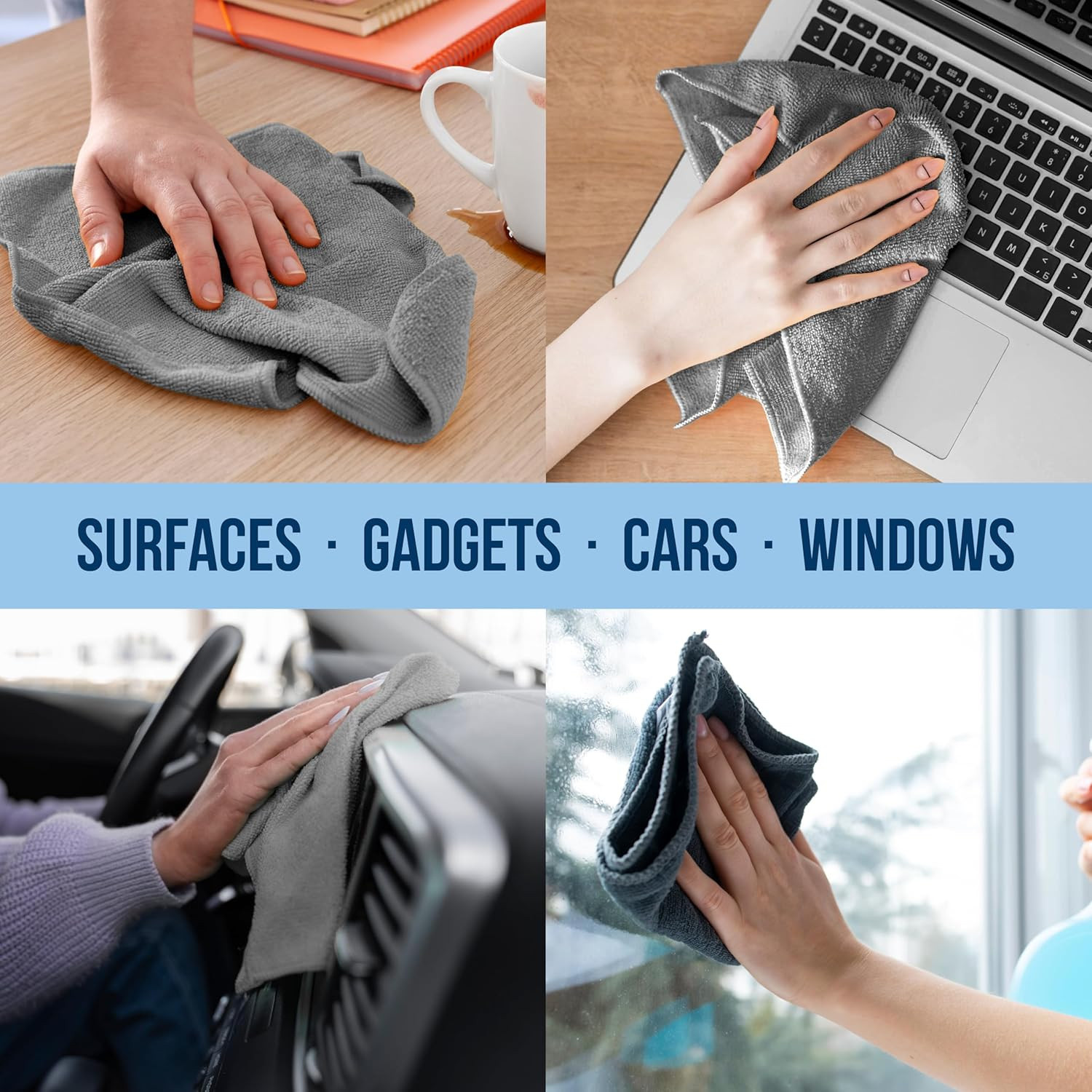 Microfiber Cleaning Cloth 11.5″ X 11.5″ 150 Pack – Edgeless Microfiber Towels fo