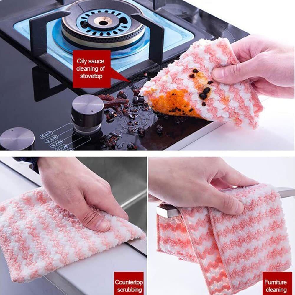 Circulatik Cleaning Rag, 5/10PCS Microfiber Cleaning Reusable Kitchen Dish Cloth