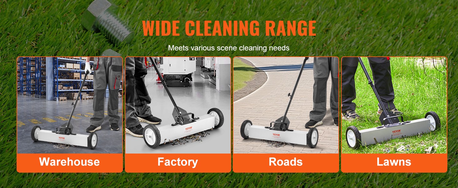 24-Inch Magnetic Sweeper with Wheels, 50 lbs Capacity, with Telescoping Magnetic