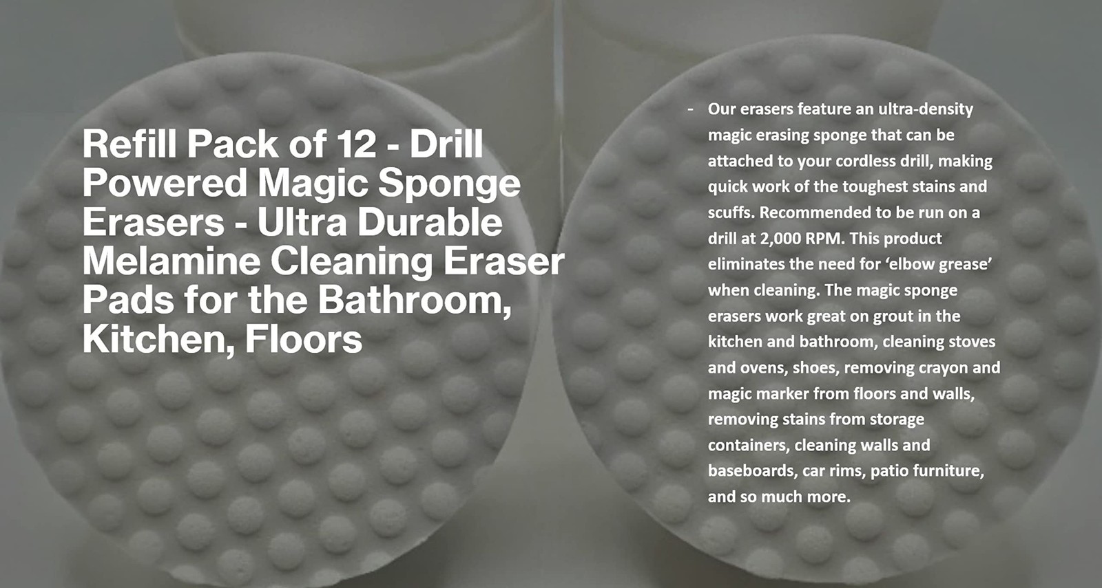 Refill Pack of 12 Drill Powered XL 4.5” Magic Sponge Erasers | Compatible…