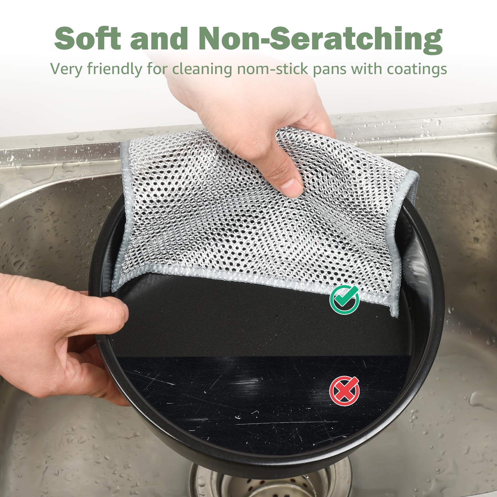 WUYILED 12Pcs Non Scratch Wire Dish Cloth, Multipurpose Wire Dishwashing Rags…