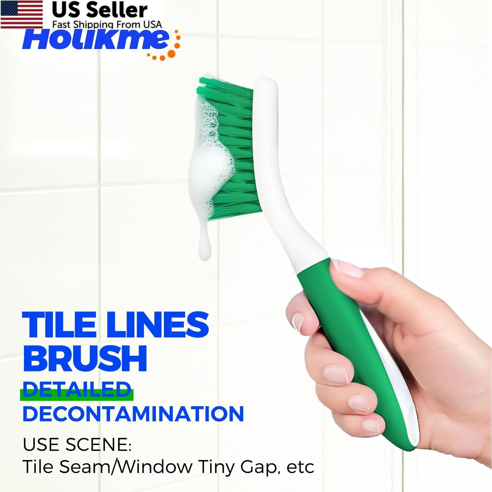 Holikme Cleaning Brush Set for Household Use, Scrub Brush, 5 Pack, Green