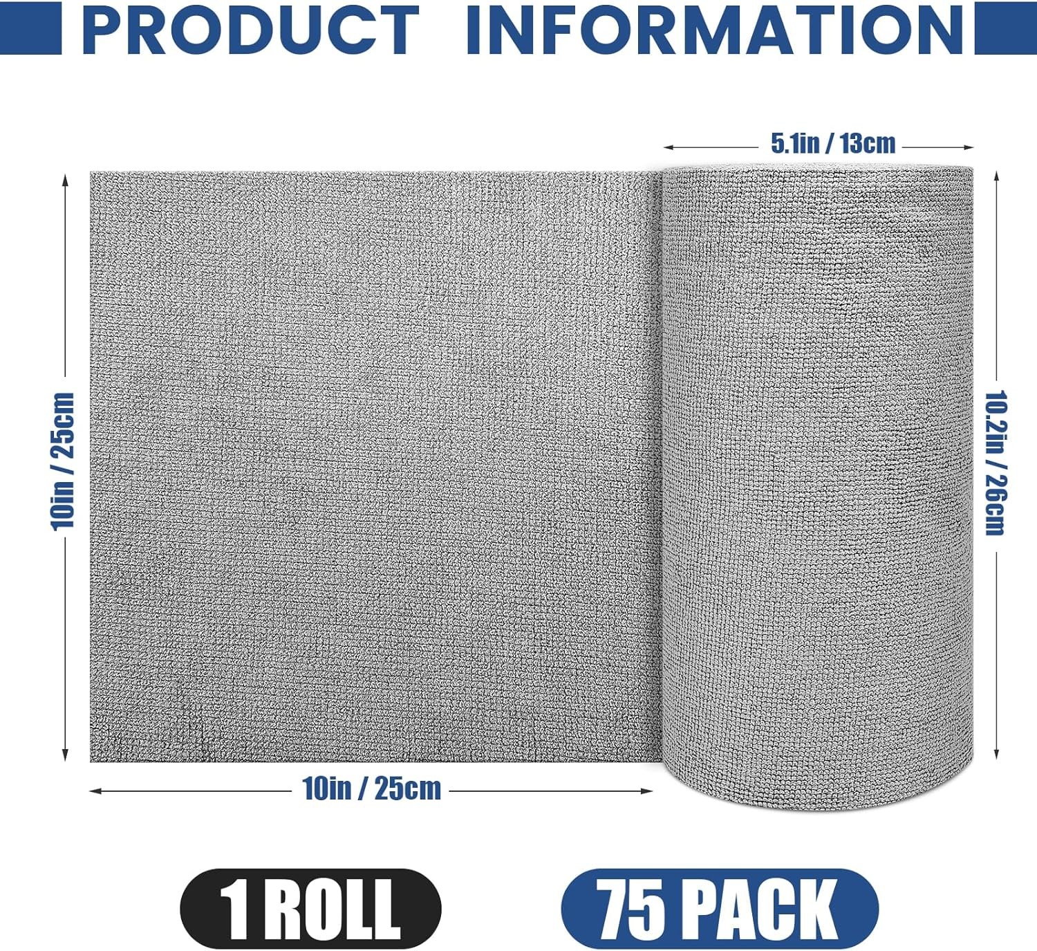 75 Pack Microfiber Cleaning Cloth Roll,Reusable Washable Ultra Tear Away