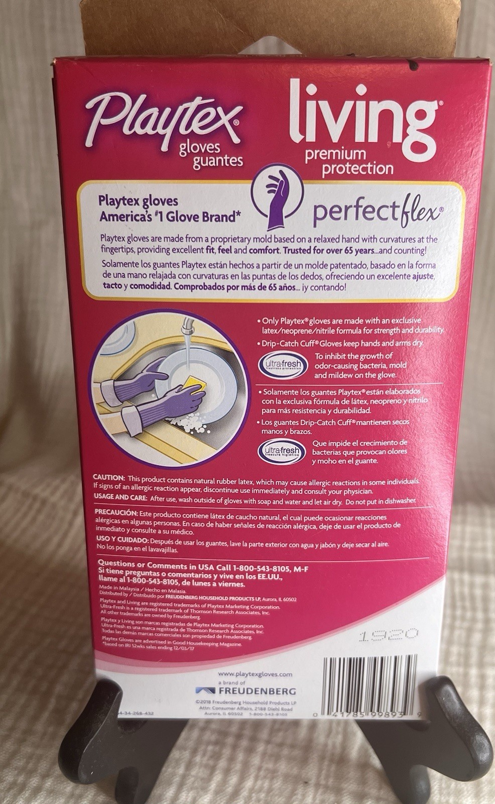 Playtex Living Premium Protection Cleaning Gloves Large Purple Heavy Duty 1 Pair