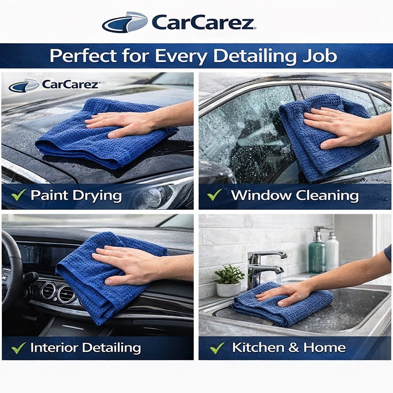 CarCarez Premium 3-Pack Microfiber Waffle Towels 16″x24″ 380GSM 3 Colors
