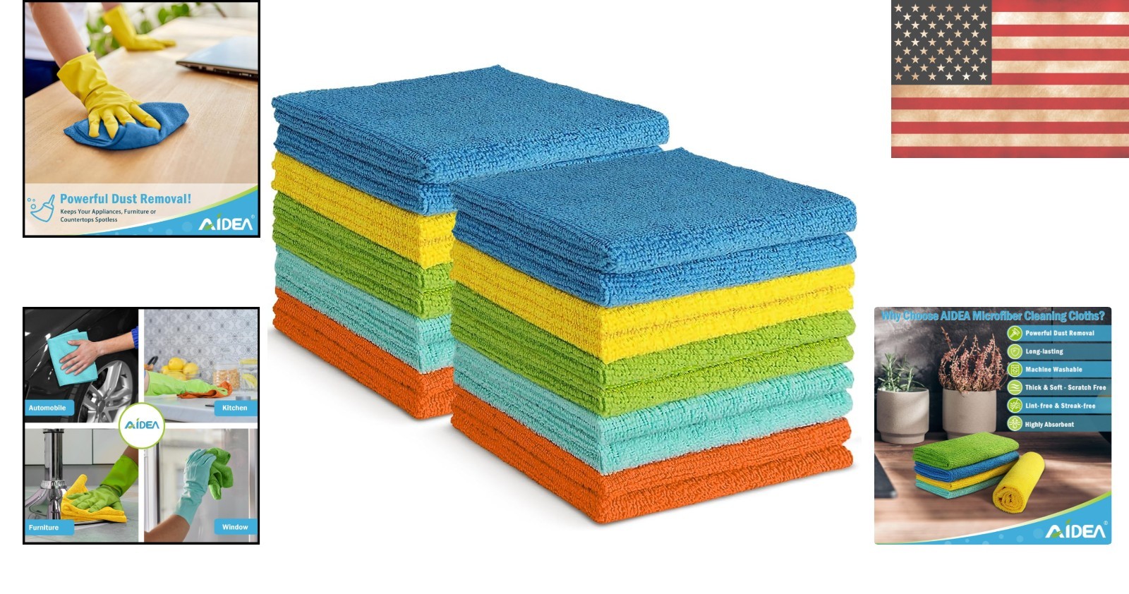 Ultra-Soft & Absorbent Microfiber Towels – 12×12, Multi-Purpose Cleaning Cloths
