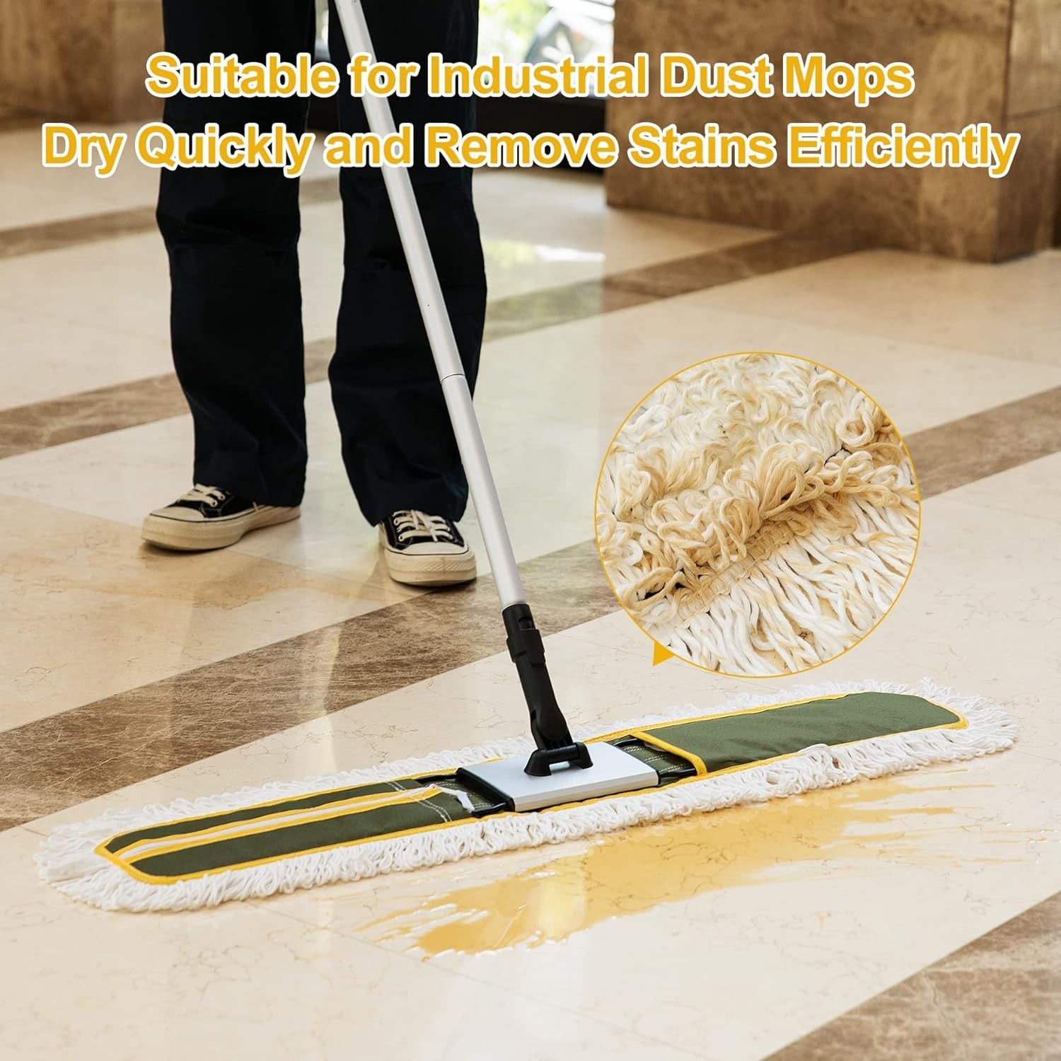 36″ Microfiber Mop Pads 2 Pieces Just Fit Industrial Dust Mop: B08R3F1ZZM,Green