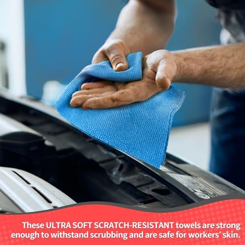 Shop Towels Microfiber Towels for Cars, Microfiber Cleaning Blue 100 Pack