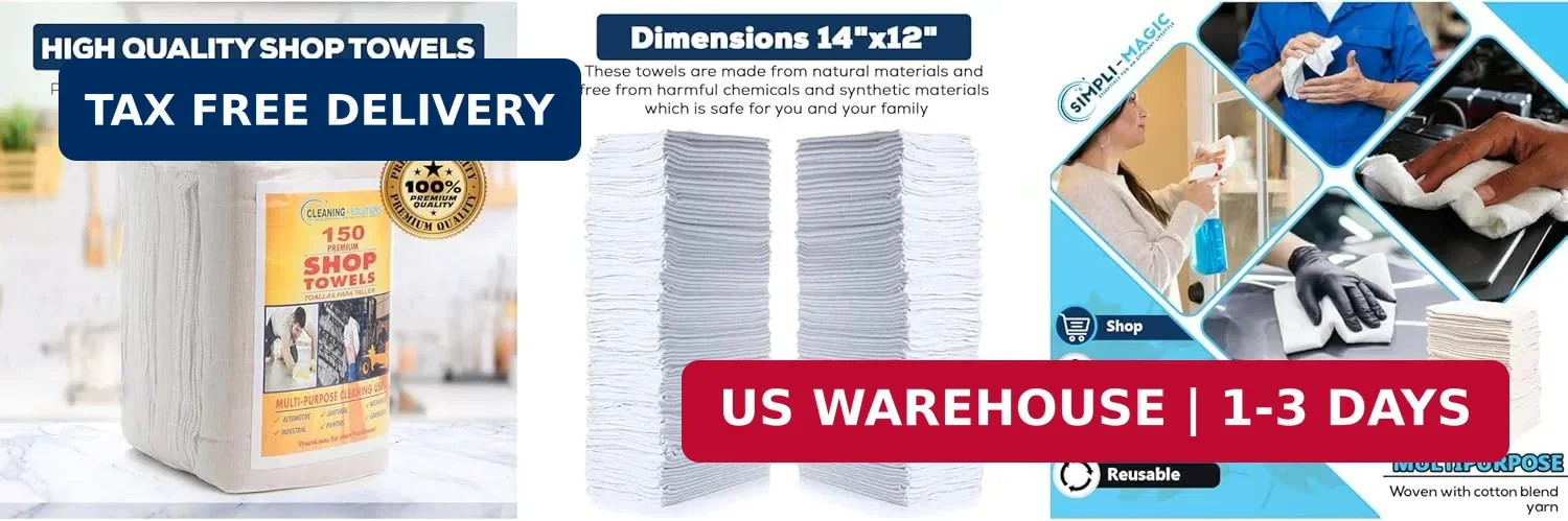 Simpli-Magic Cotton Shop Towels 14″x12″ (145 Pack) – Reusable Cleaning Shop Rags