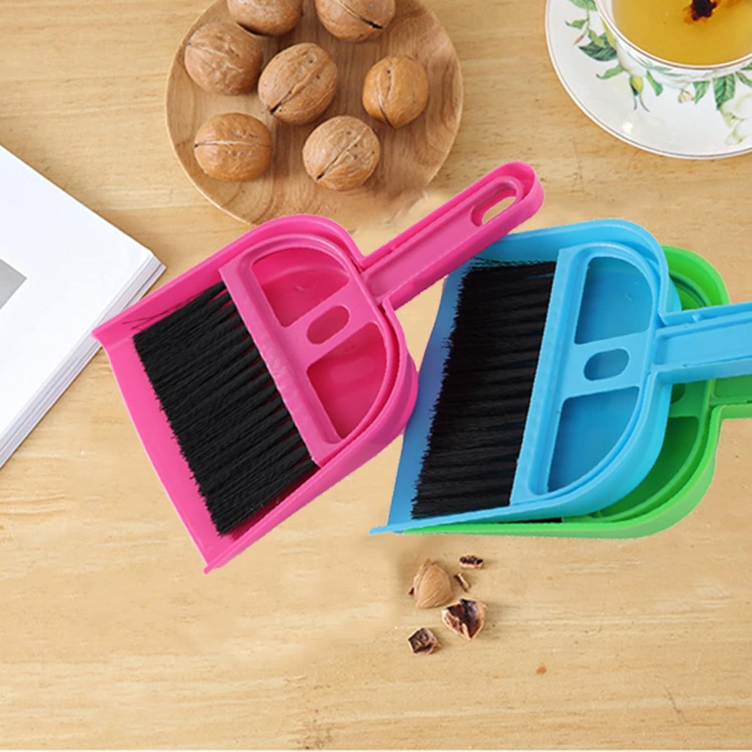 TOPZEA 6 Pack Mini Dust Pan and Brush Set, Pink, Blue, Multicolor, Green