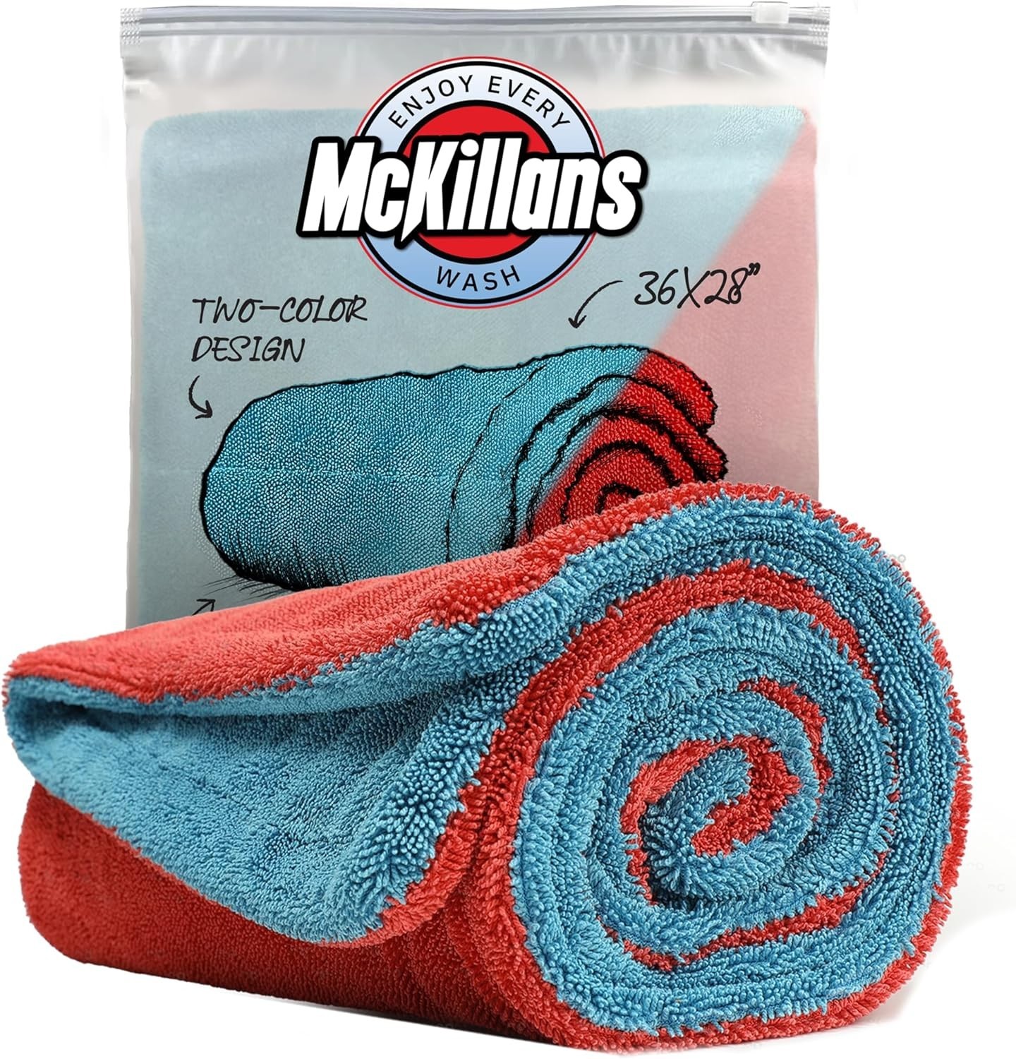 Toalla de secado para coche bicolor extragrande XL Sin bordes suave y absorbente