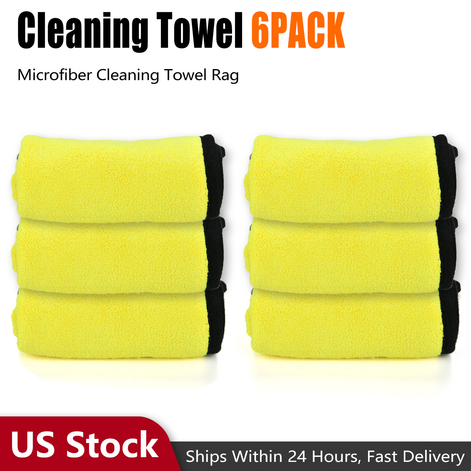 6x Large Microfiber Cleaning Cloth Wash Towel Drying Rag Car Polishing Detailing
