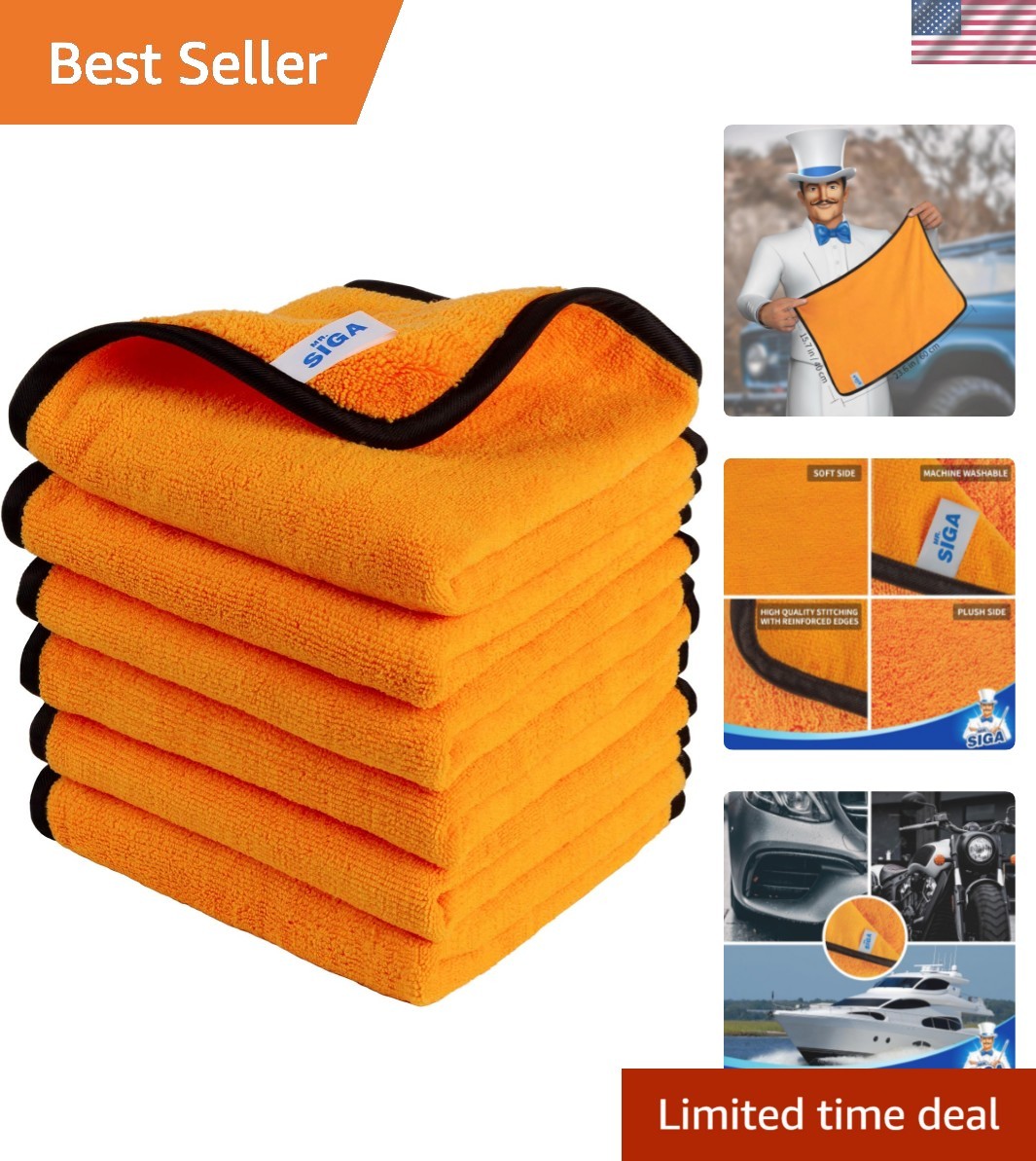 Professional Microfiber Towels for Cars, Dual-Sided Car Washing and Detailin…