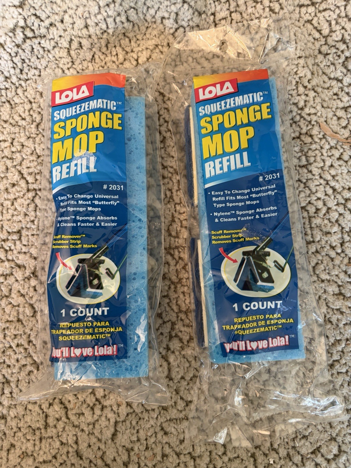 LOLA SqueezeMatic Butterfly Sponge Mop Refill 9″ Super Absorbent 2 Count #2031