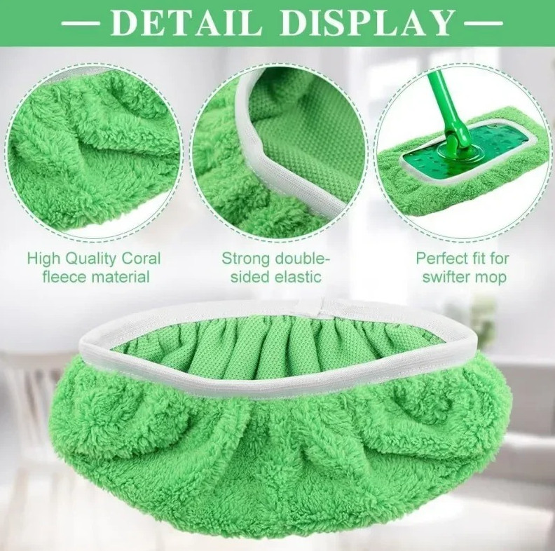 6pcs Reusable Microfiber Mop Pads – Wet & Dry Sweeper Cleaning Cloths for Floor