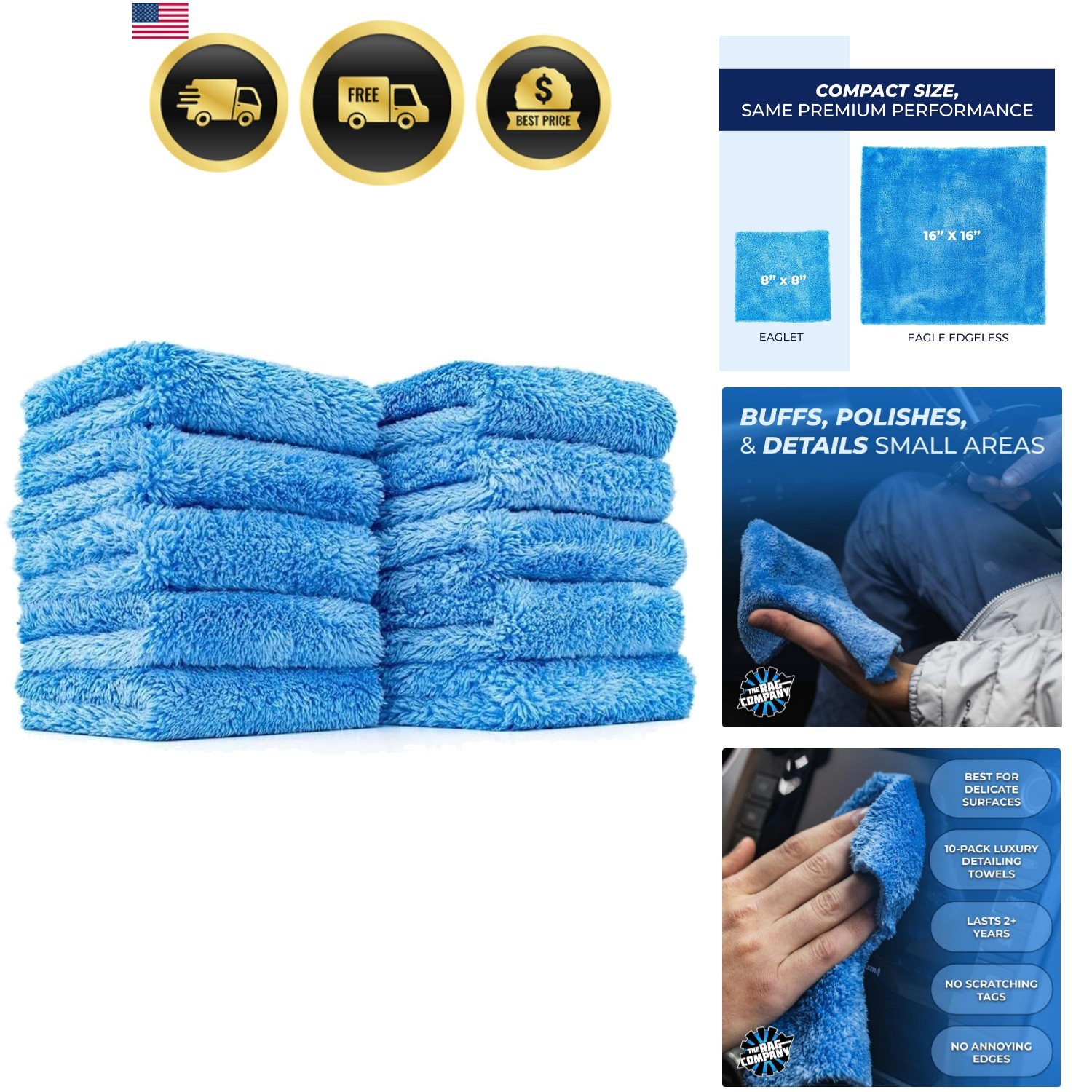 The Eaglet 500 – Professional Korean 70/30 Blend; Super Plush Microfiber Deta…