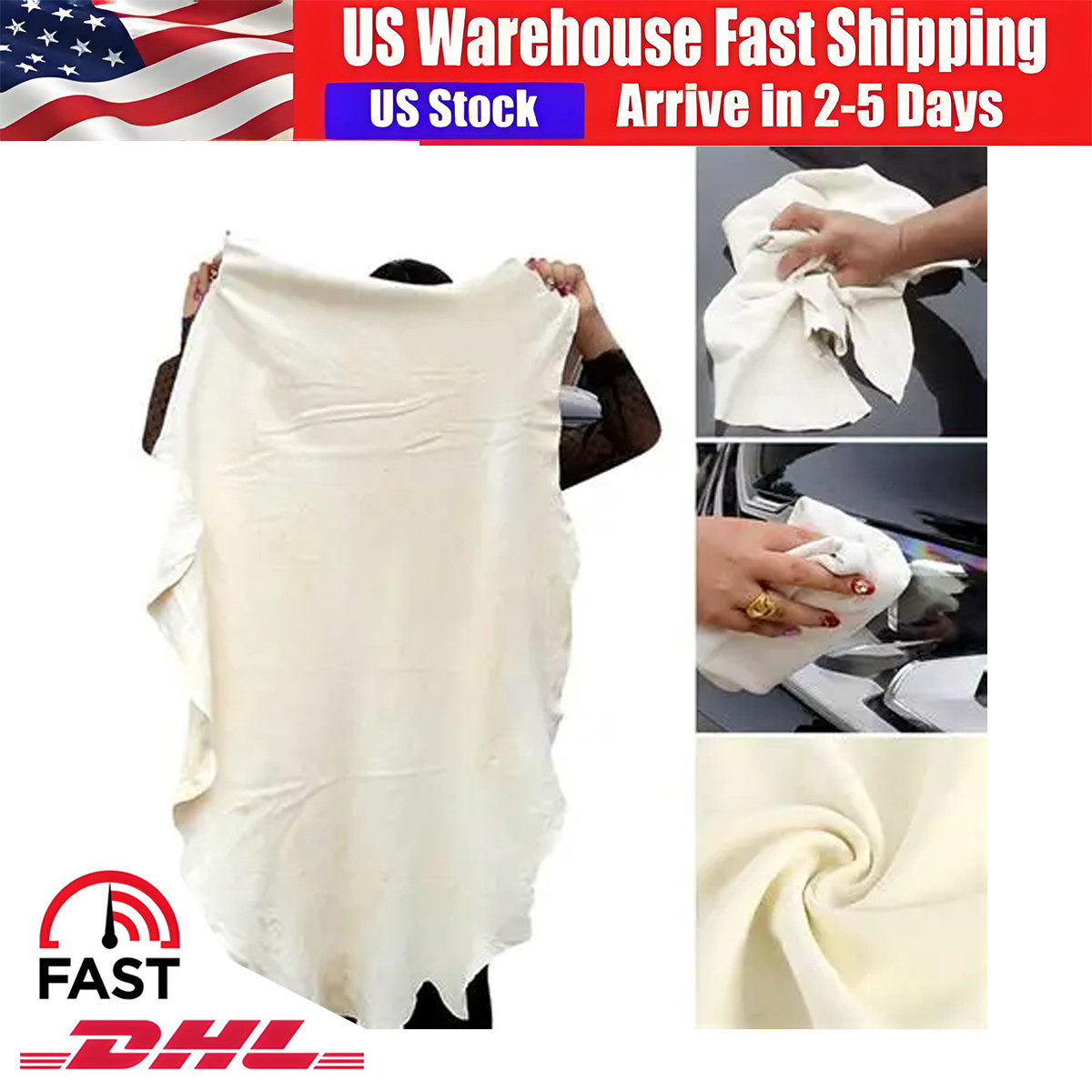 Natural Chamois Leather Car Cleaning Cloth Washing Absorbent Drying Shammy Towel
