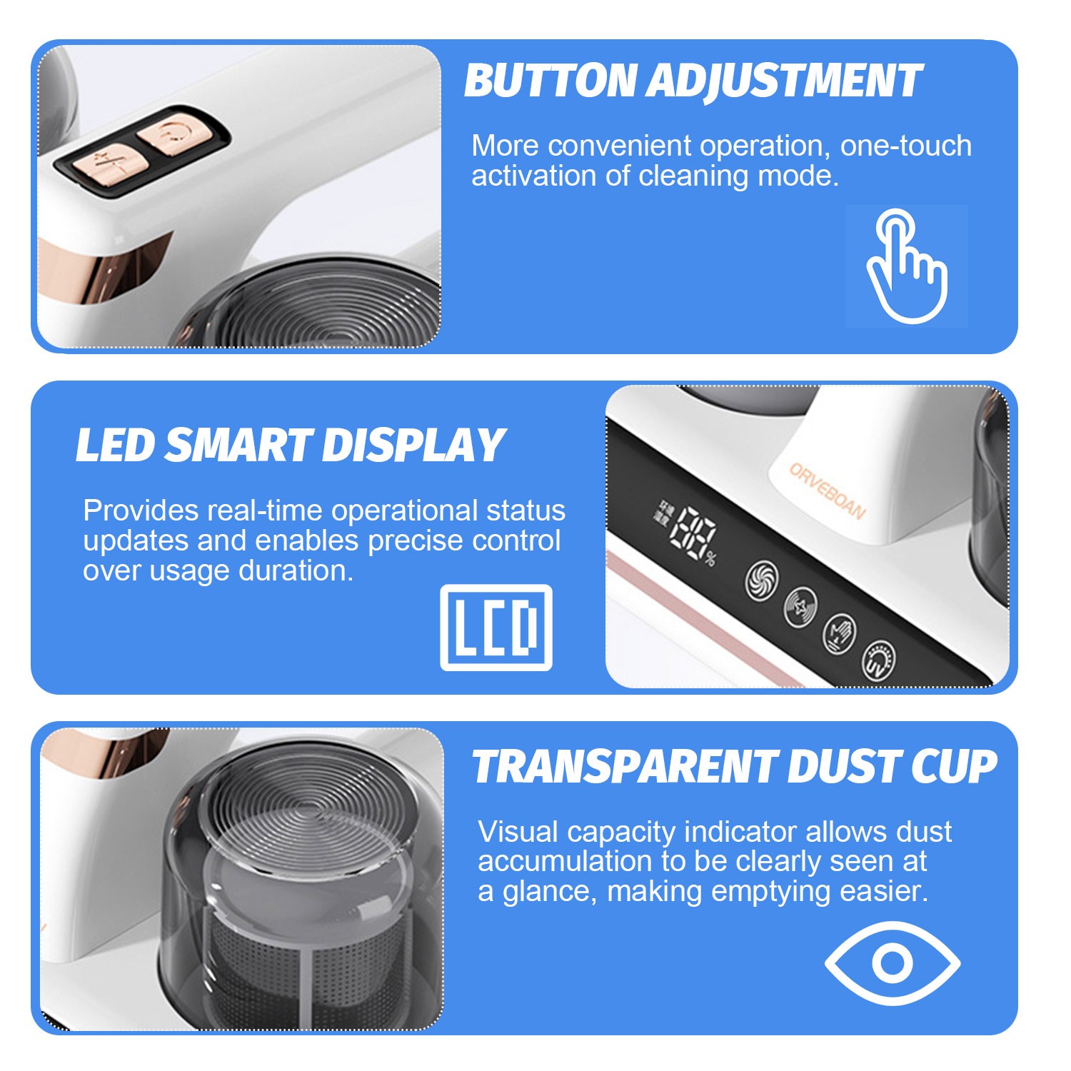 Cordless UV Mattress Vacuum Cleaner Handheld Mite Removal Machine Strong Suction