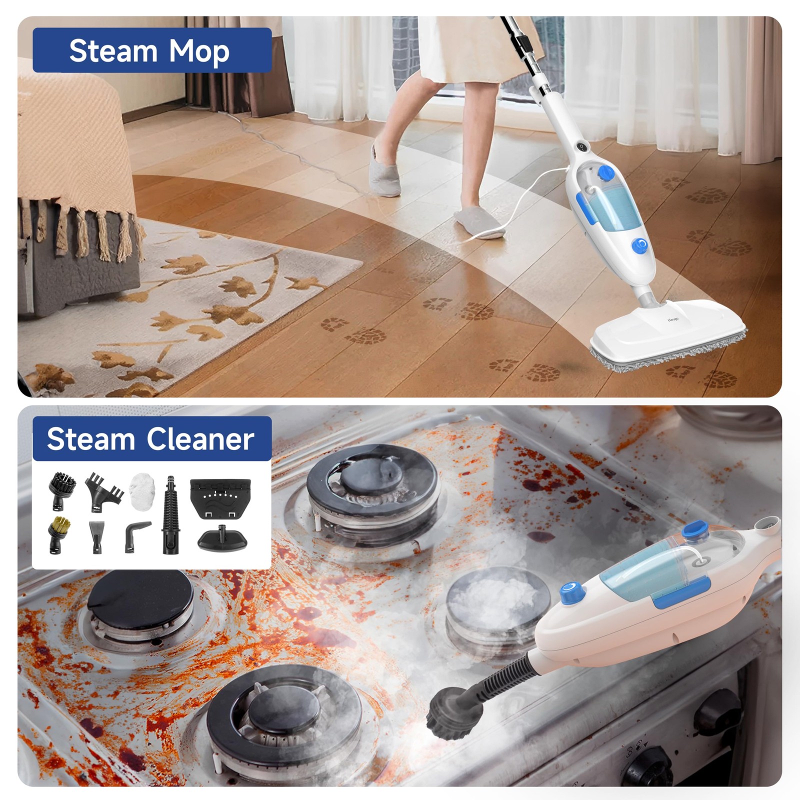 Steam Mop for Floor Cleaning 10in1 Multi Purpose Handheld Steamer Cleaner