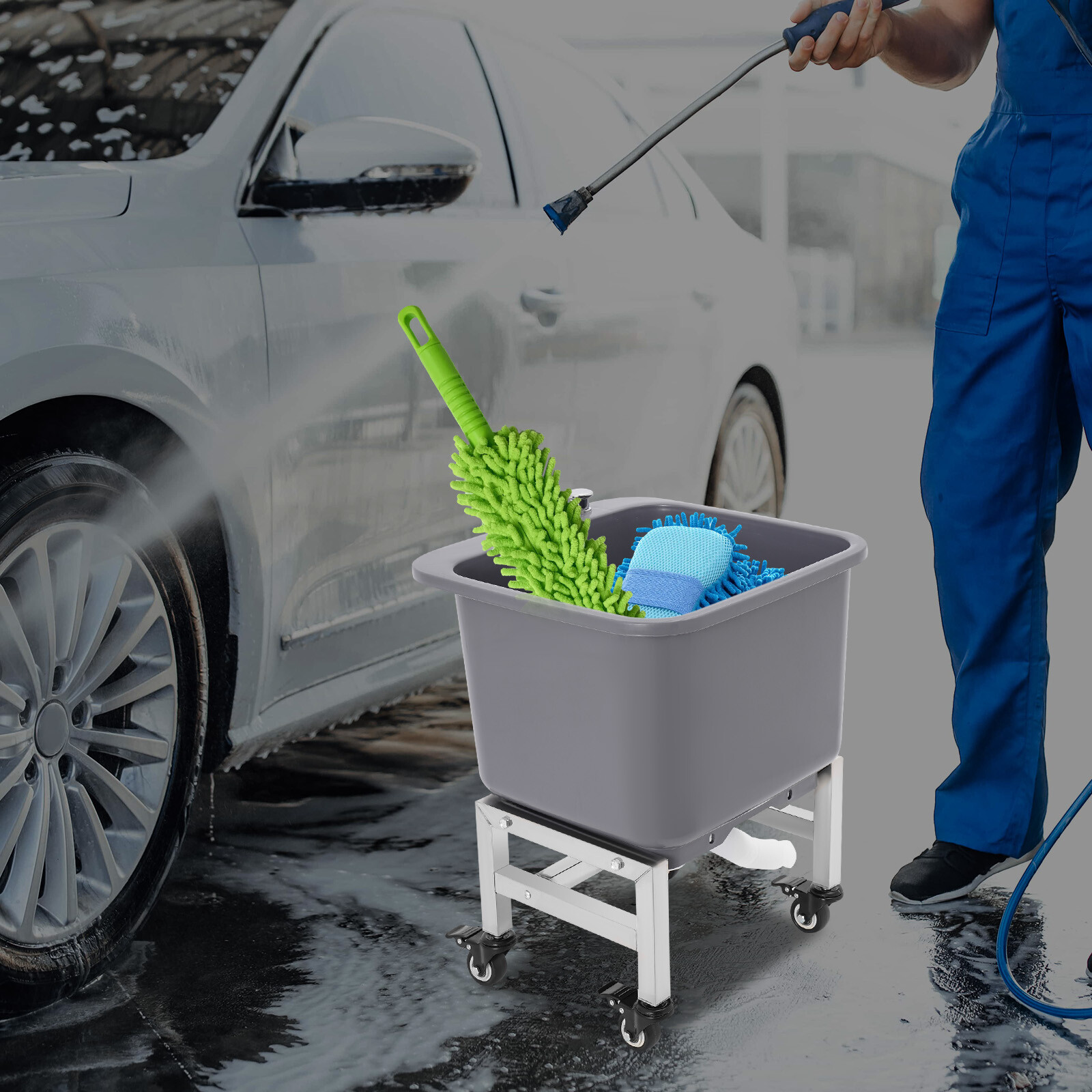 Portable Floor Freestanding Utility Mop Sink Large Capacity Mop Bucket 9.92lbs