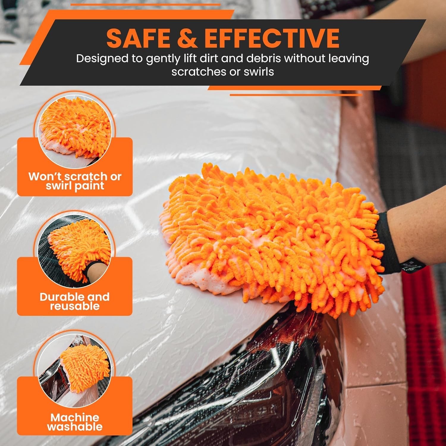 24″x36″ Twisted Loop Car Drying Towel & Wash Mitt | 1200GSM Ultra Thick & Abs…
