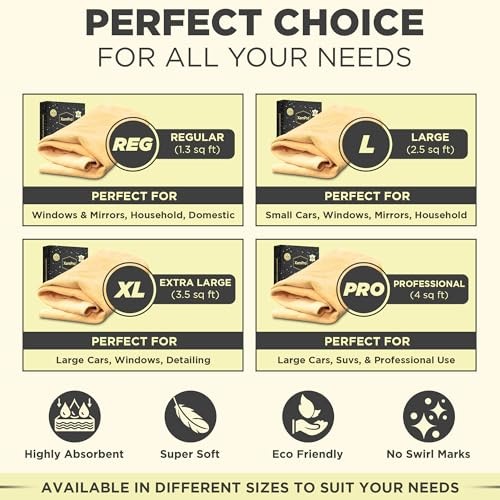 Professional 4.5 sq ft English Premium Natural Chamois – Clean Like a 4.5 sqft