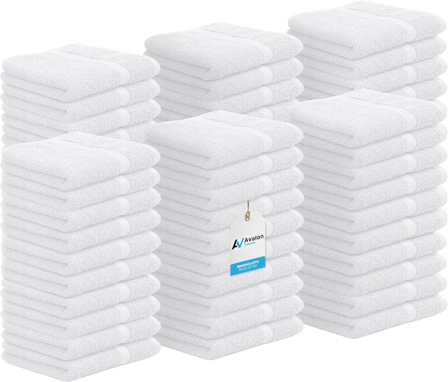 Cotton Washcloths – (Pack of 60) Size 12×12 Inches, 100% Ring Spun Cotton, Soft