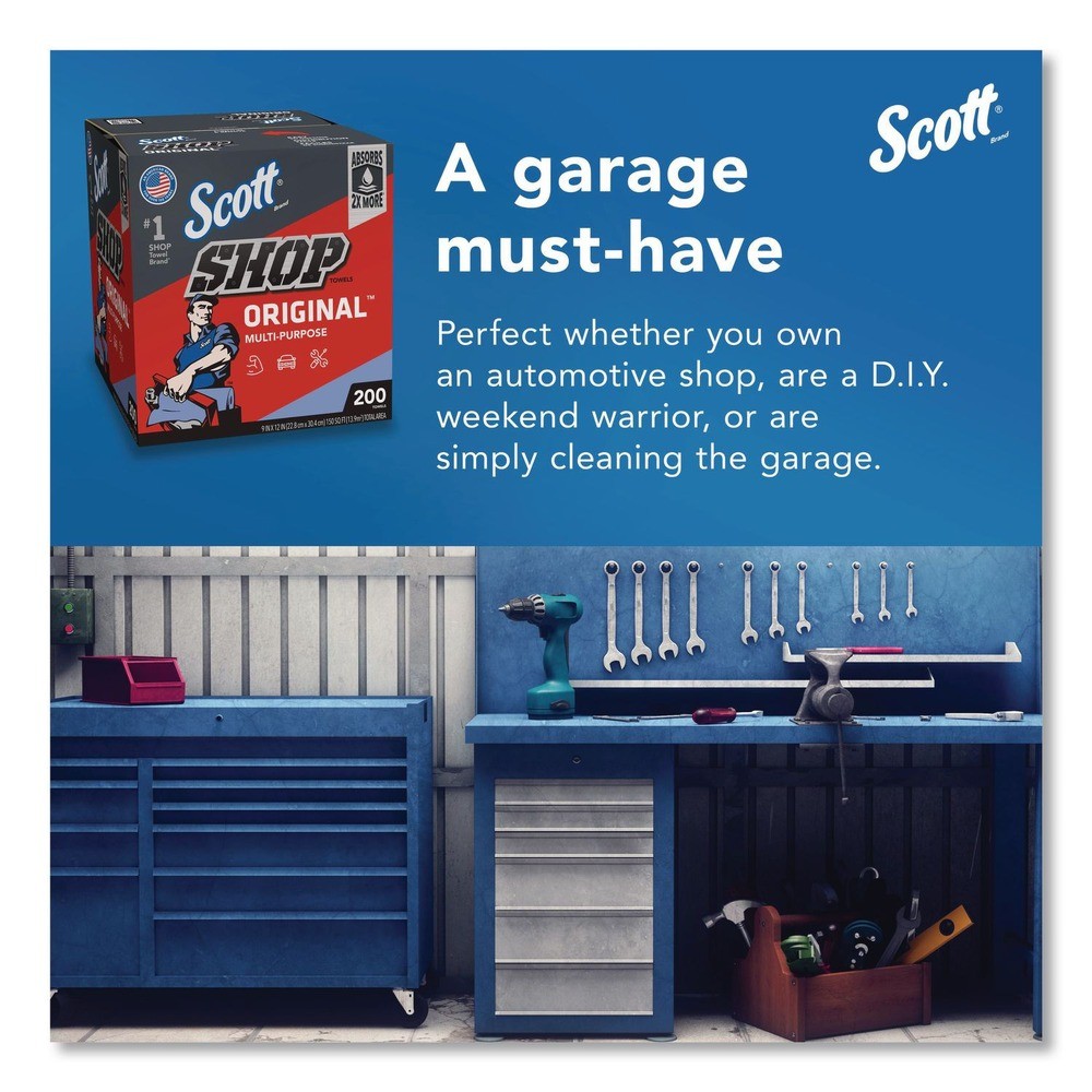 Scott 75190BX 9″ x 12″ 1-Ply Shop Towels Original – Unscented/Blue (200/Box) New