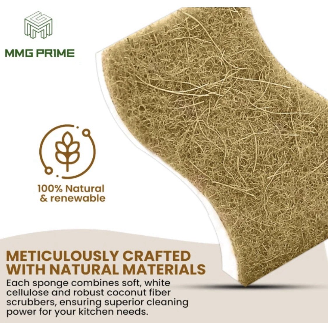 Super Eco Natural Kitchen Sponges Pack of 12, Long Lasting, Sponges for Dishes