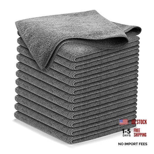 USANOOKS Microfiber Cleaning Cloth Grey – 12 Pcs (12.5″x12.5″) Pack of 12 Gray