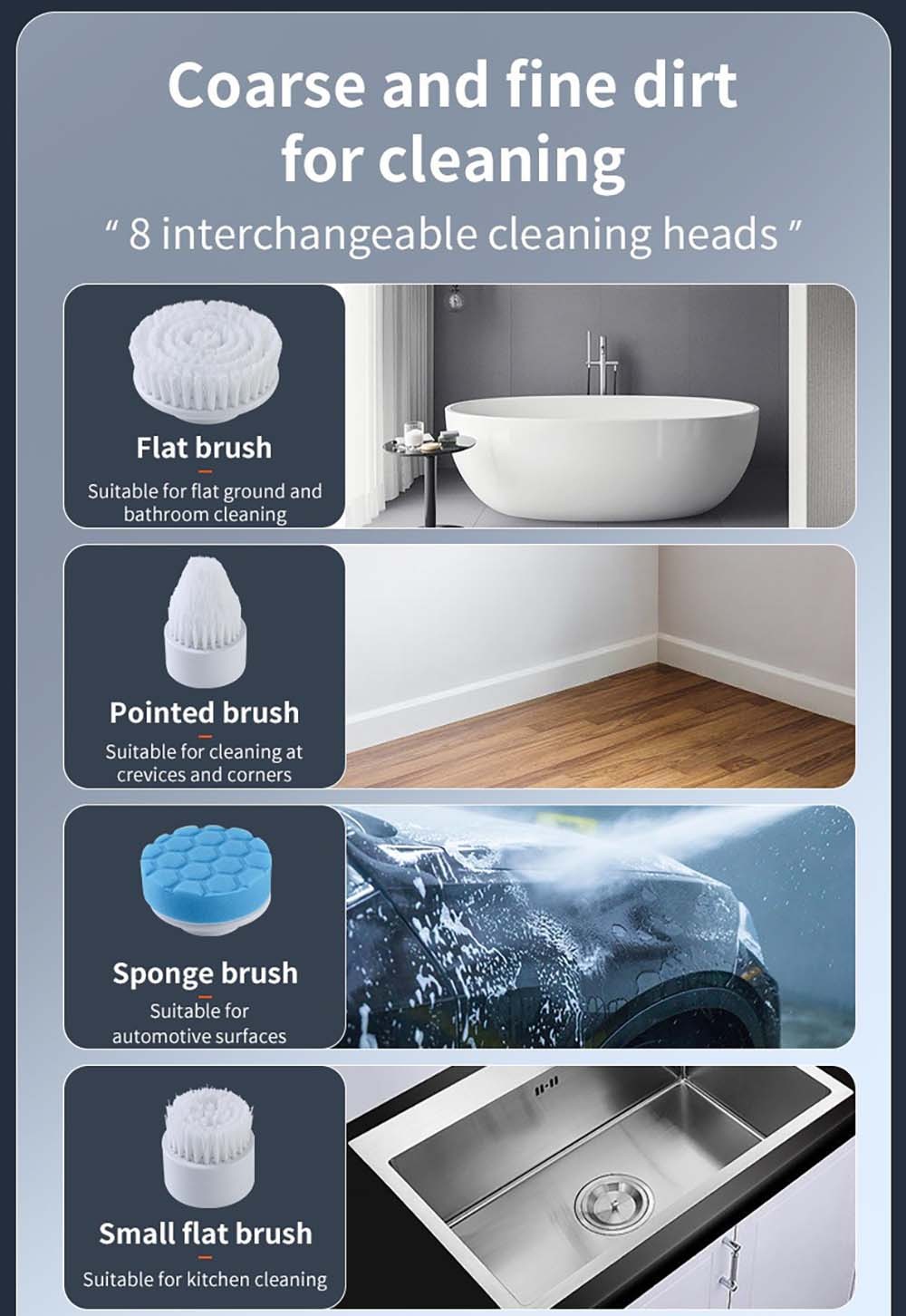 Lightweight Ergonomic Adjustable Intuitive Handheld Wireless 9‑in‑1 Electric Mop