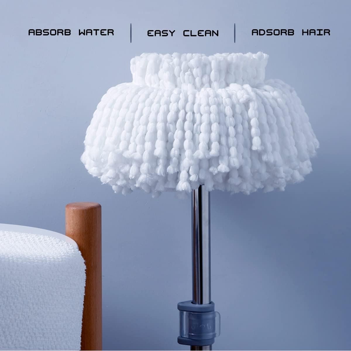 4 Pack Mop Replacement Heads for 360 ° Spin Mop, Microfiber Spin Mop Refills