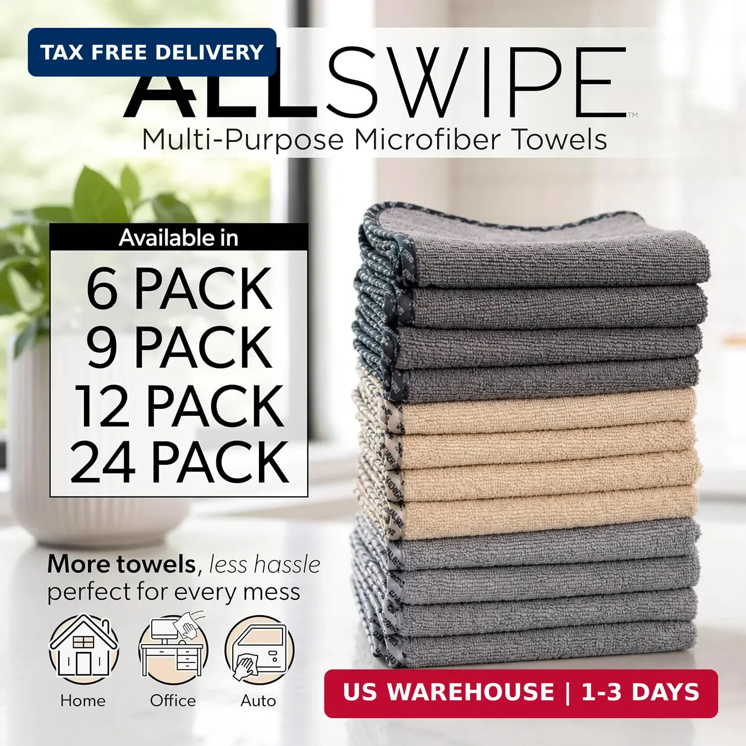 Chemical Guys AllSwipe Multi-Purpose Microfiber Towels for Cars, Microfiber Clea