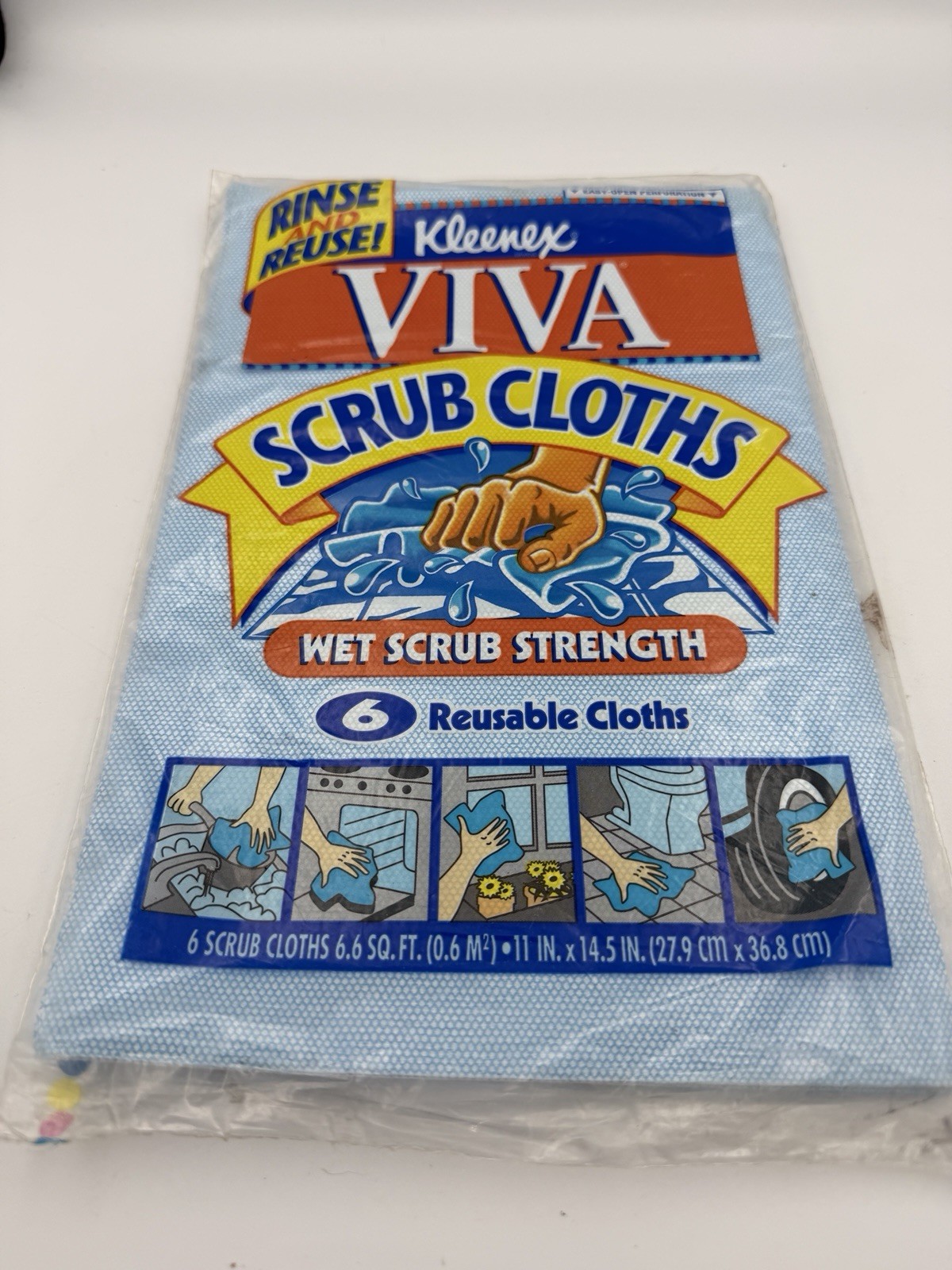 Kleenex VIVA Reusable Scrub Cloths 6 Pack Sealed 1996 NOS