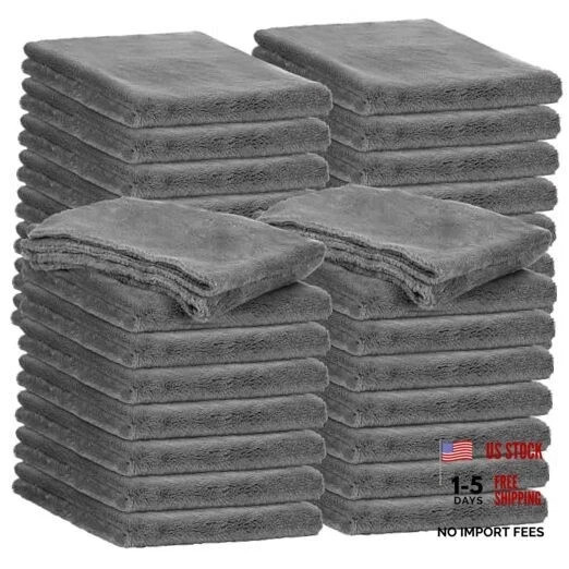 Pcs Edgeless Microfiber Plush Towels for Cars Detailing 16 x 16 Inch 20 Gray