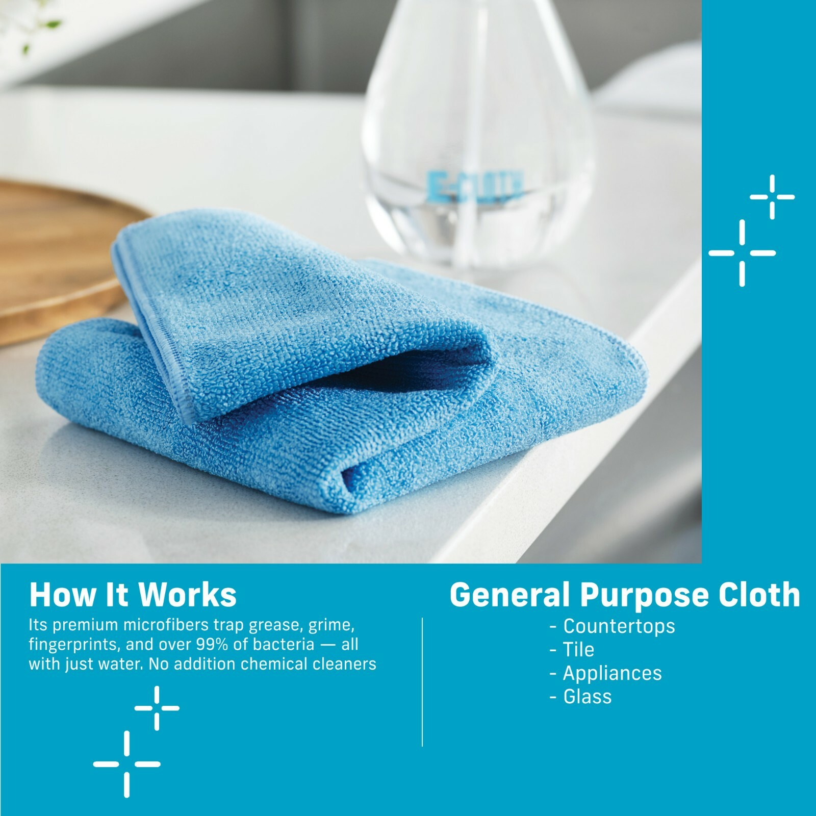 E-Cloth General Purpose Cleaning Cloth, Premium Microfiber Cleaning Cloth 4-Pack
