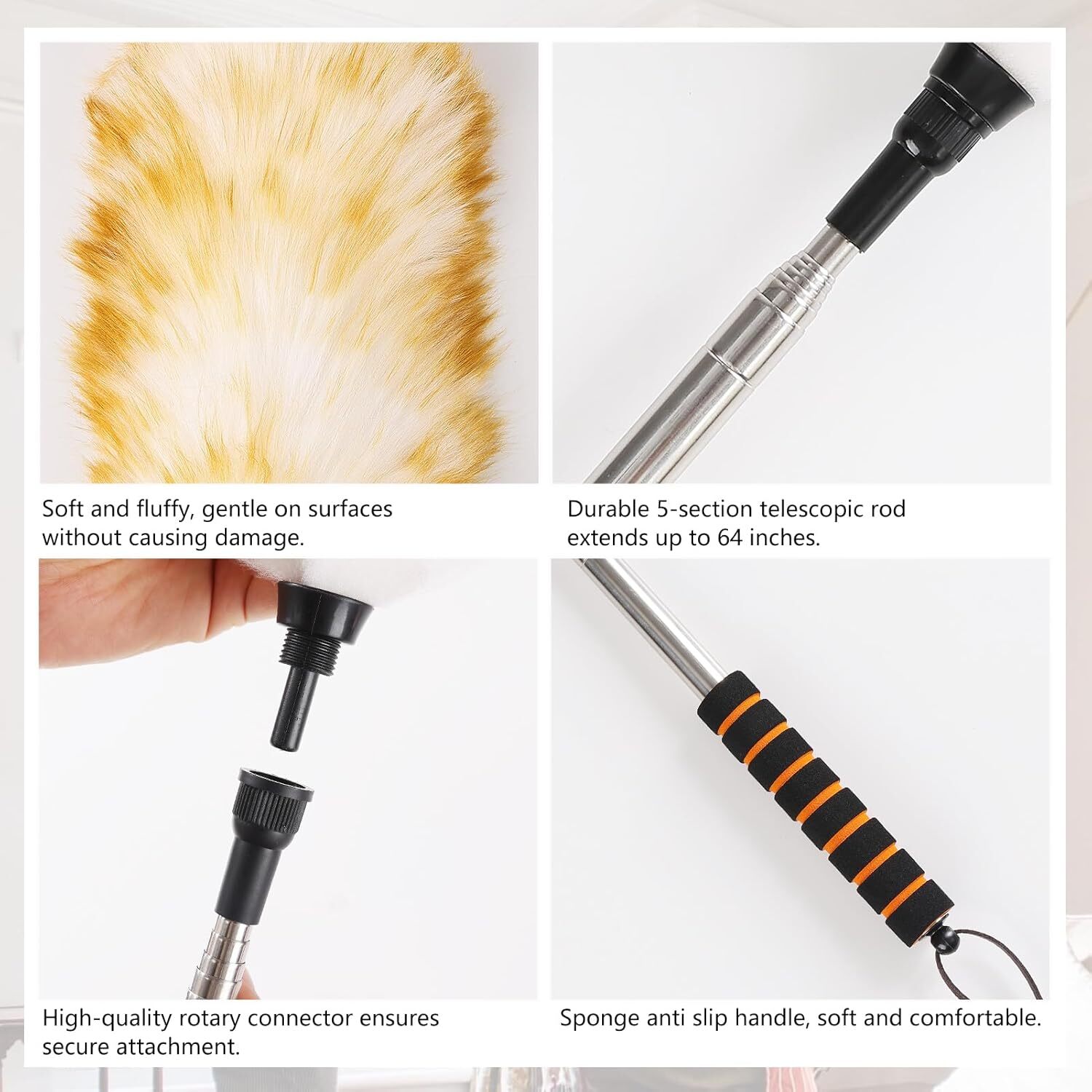Extendable Lambswool Duster 26-64″ Anti-Static Ceiling Fan & Wall Cleaner