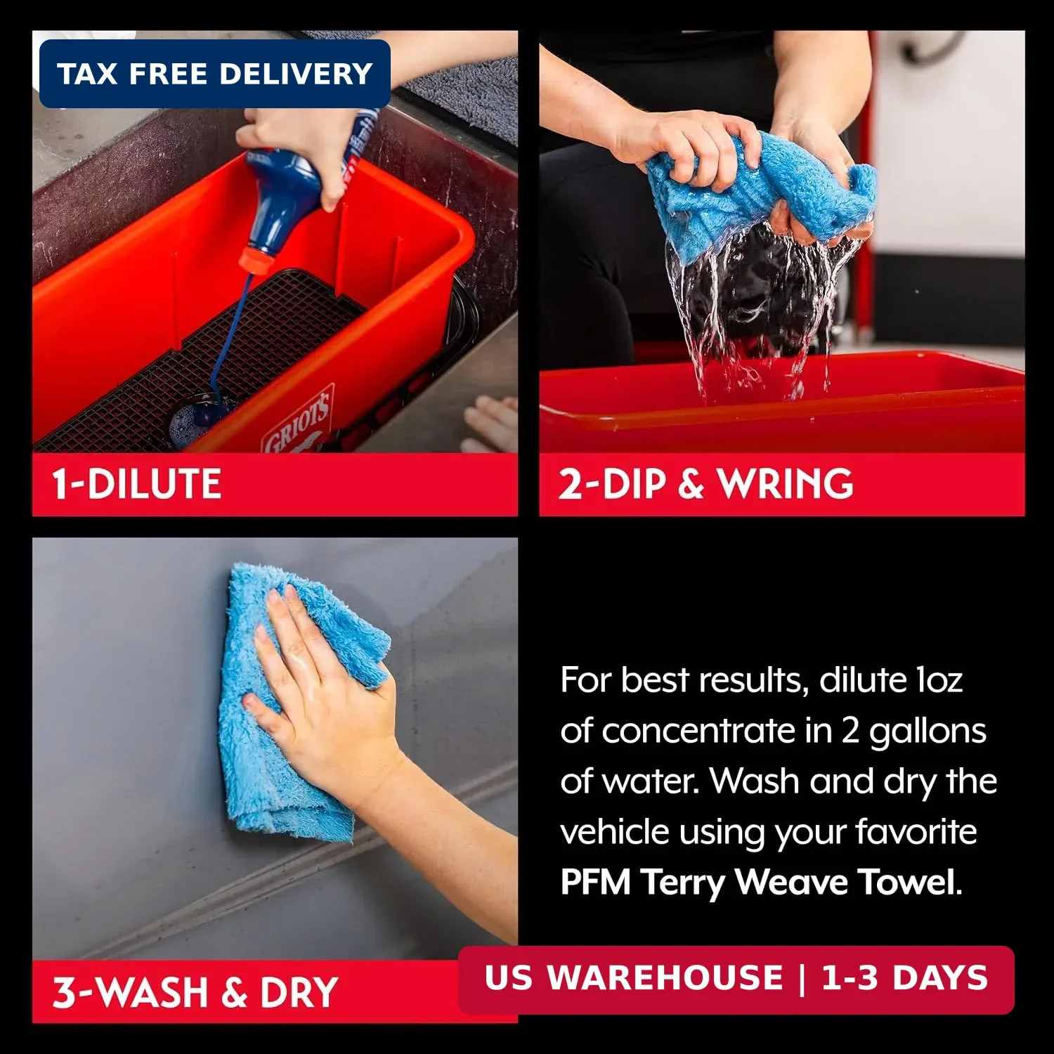 Griot’s Garage Rinseless Wash for Car Cleaning and Detailing, No-Rinse Vehicle W
