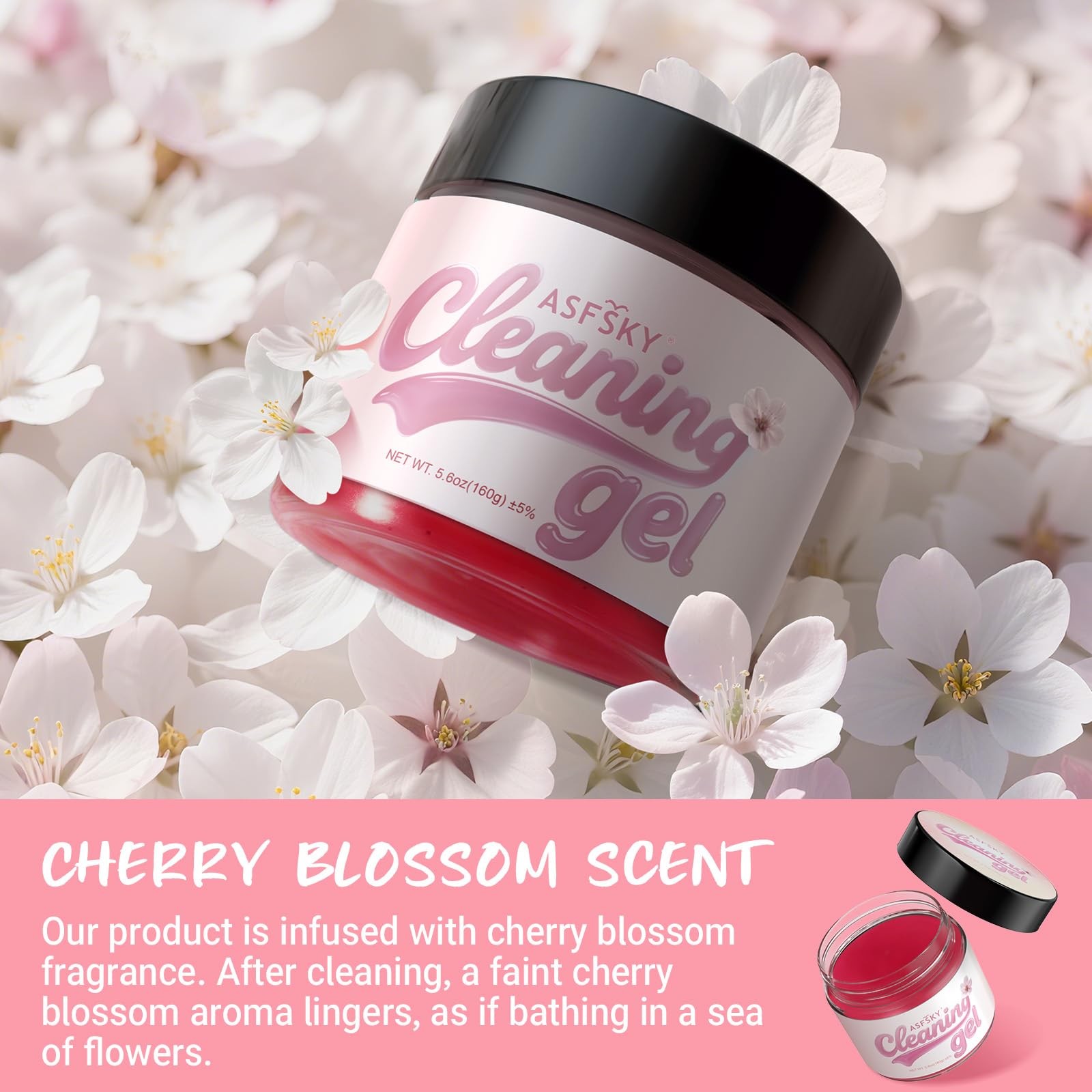 ASFSKY Car Cleaning Gel (Pink,Sakura) 1 Count (Pack of 1), Pink