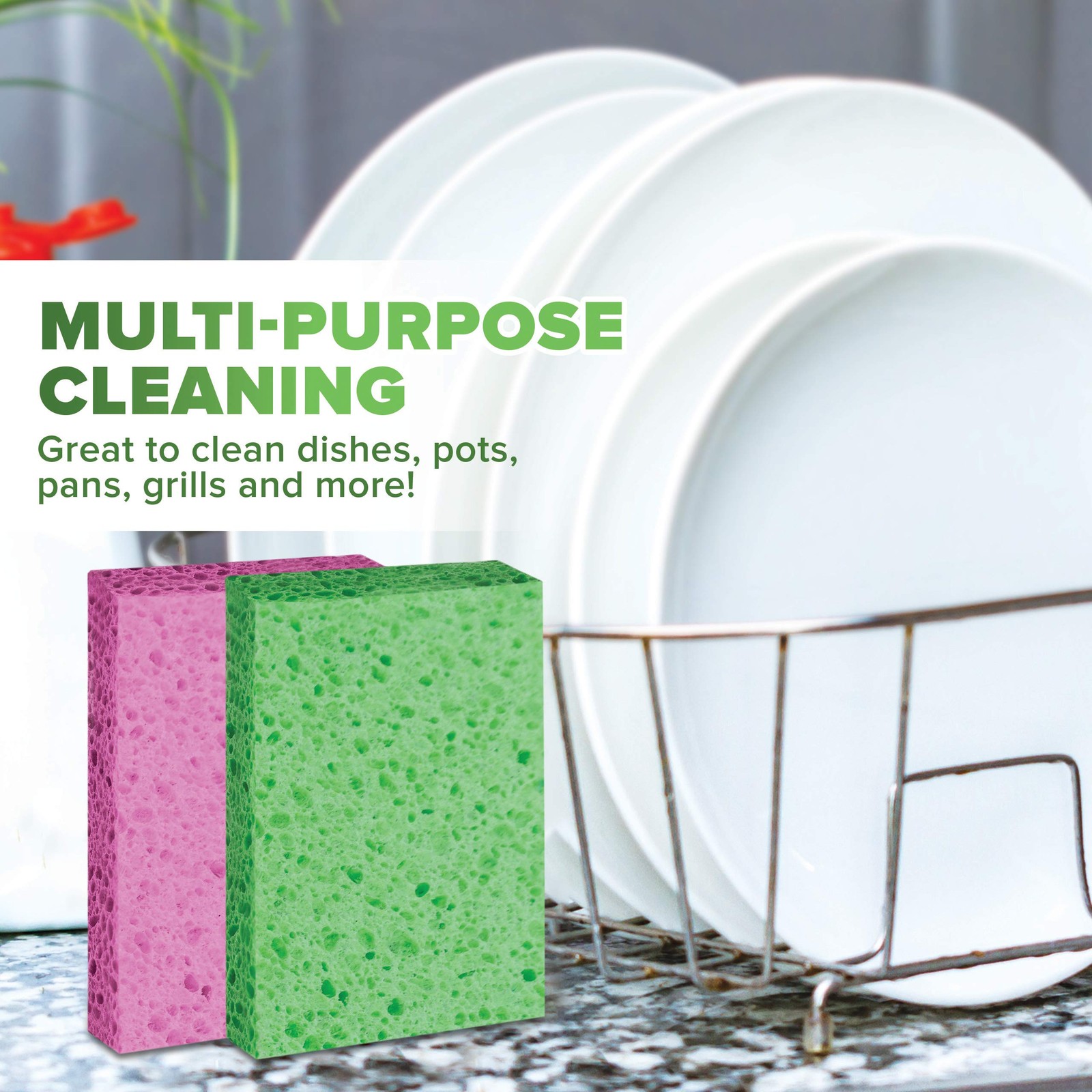SCRUBIT Cellulose Scrub Sponge – Kitchen Cleaning Sponges for Dishes, Pans, P…