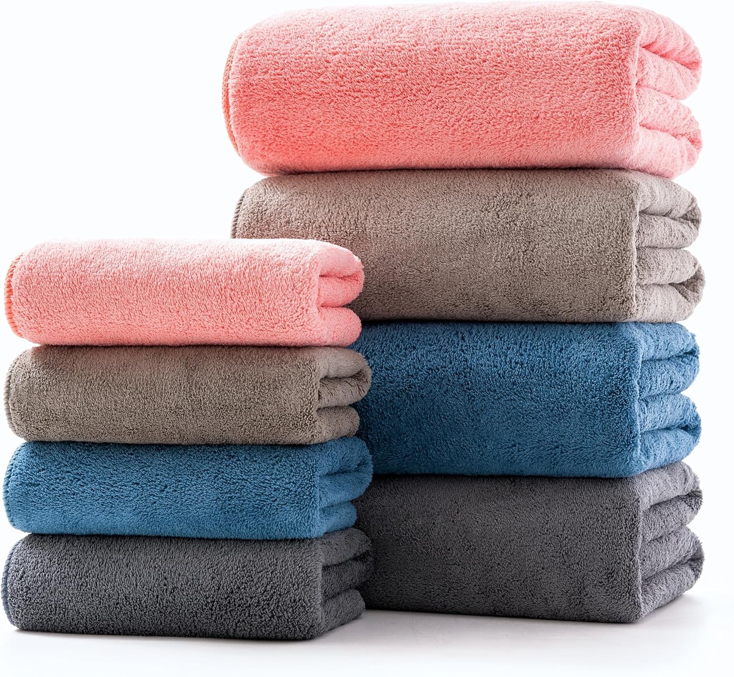 8-Piece Soft Microfiber Towel Set Incredibly Absorbent Lightweight Quick Dry and